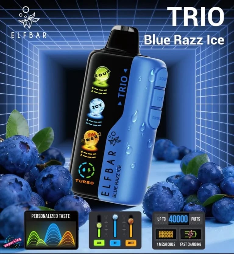 Elf Bar TRIO 40000 Puffs – Blue Razz Ice